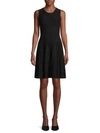 Saks Fifth Avenue Pleated Knit Fit-&amp;-flare Dress In Black