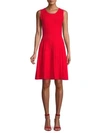 Saks Fifth Avenue Pleated Knit Fit-&-flare Dress In Bright Ruby