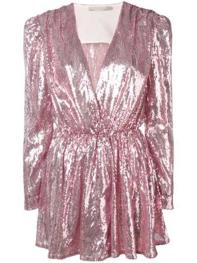 Amen Sequinned Wrap Dress In Pink
