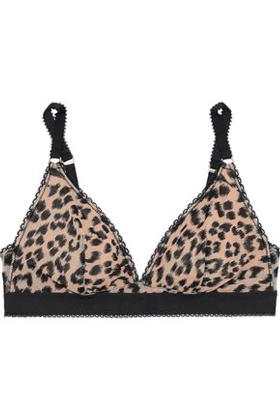 Stella Mccartney Florence Fluttering Leopard-print Mesh Triangle Bra In Animal Print