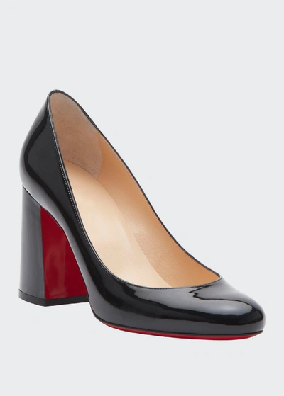 Christian Louboutin Baobab 85 Patent Red Sole Pumps In Black