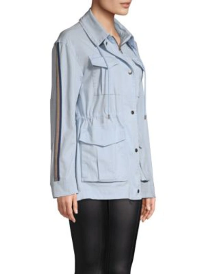 Atm Anthony Thomas Melillo Striped Sleeve Utility Field Jacket In Powder Blue