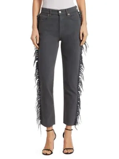 Iro Movement Fringe-trimmed Cropped Jeans In Grey