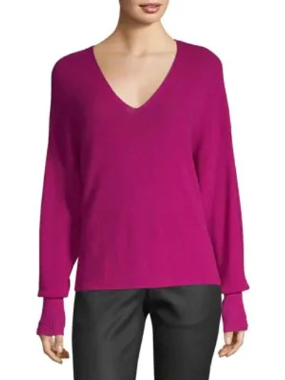 Eileen Fisher Wool V-neck Knit Pullover In Cerise