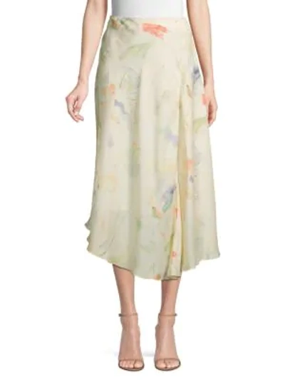 Lafayette 148 Dessie Printed Silk Midi Skirt In Raffia Multi
