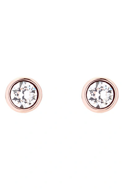 Ted Baker Sinaa Stud Earrings In Rose Gold And Crystal