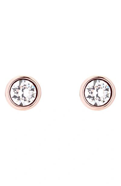 Ted Baker Sinaa Stud Earrings In Crystal/ Rose Gold