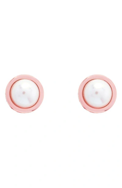 Ted Baker Sinaa Crystal Stud Earrings In Pearl/ Rose Gold