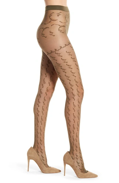 Falke Floral Tights In Military