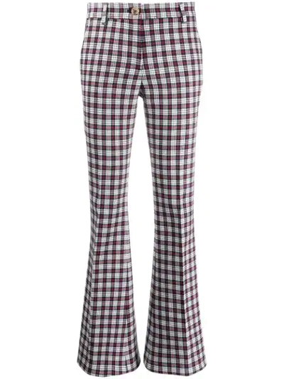 Tommy Hilfiger Checked Flared Trousers In Snow White/multicolor