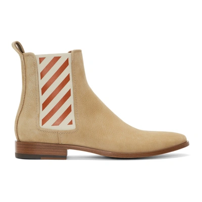 Off-white Striped Gore Leather Chelsea Boots In Neutrals