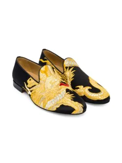 Versace Dragon Jacquard Smoking Slippers In Black Gold