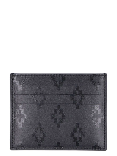 Marcelo Burlon County Of Milan Logo Print Leather Card Holder In Black