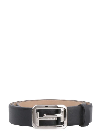 Tod's Smooth Leather Belt With Double-t Buckle In Black