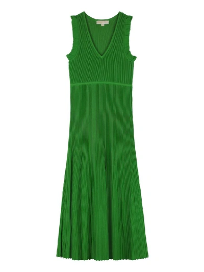 Michael Kors Ribbed Knit Dress In Green