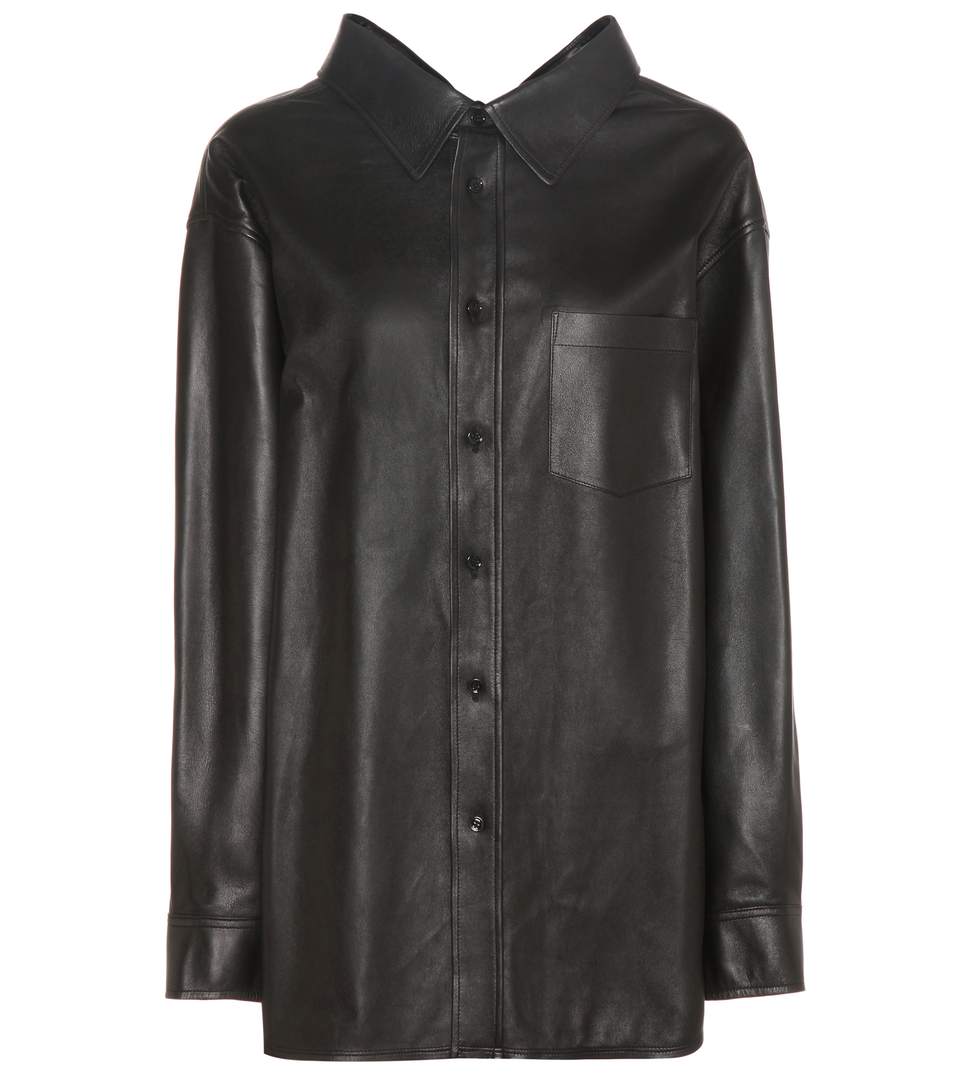 Balenciaga Leather Shirt In Eoir | ModeSens