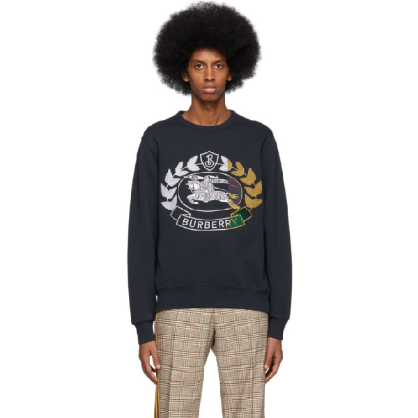 burberry embroidered crest jersey sweatshirt