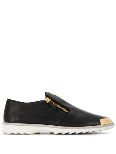 Giuseppe Zanotti Leather Loafer With Metal Tip Cooper In Black