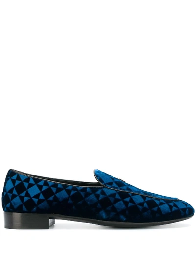 Giuseppe Zanotti Suit Patterned Velvet Loafer In Suit Bluette