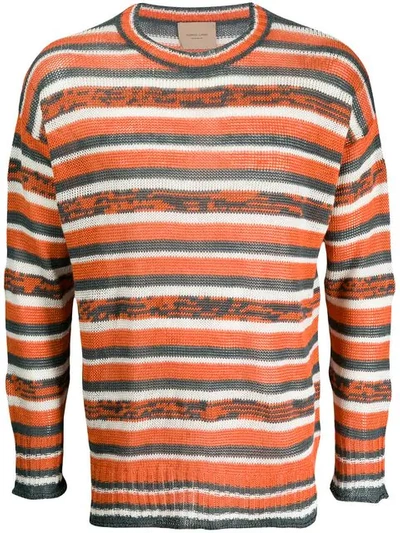 Federico Curradi Striped Linen Knit In Orange