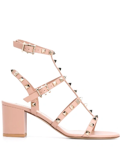 Valentino Garavani Garavani Rockstud Ankle Strap Sandals In Neutrals