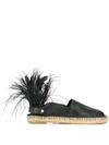 Valentino Garavani Feather Detail Espadrilles In Black