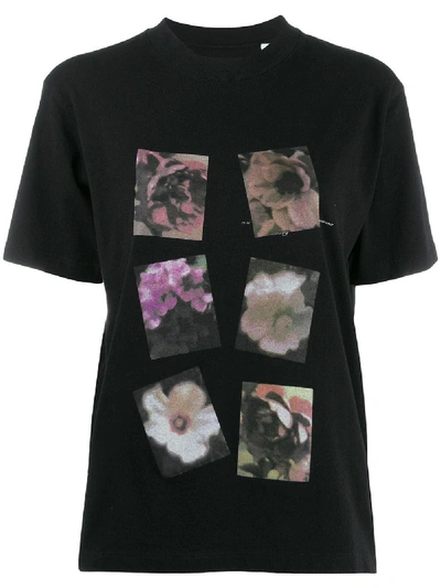Off-white T-shirt Mit Blumen-print - Schwarz In Black