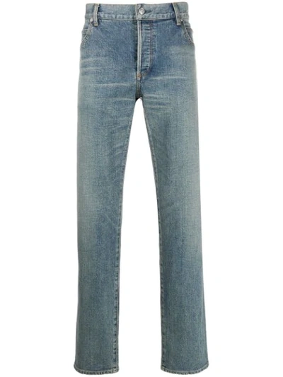 Pierre Balmain Bleached Slim-fit Jeans In Blue