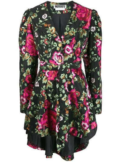 Rotate Birger Christensen Floral Embroidered Wrap Dress In 6047 Floral Season