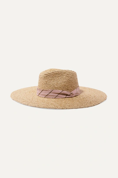 Rag & Bone Linen-blend Trimmed Raffia Panama Hat In Pink Multi