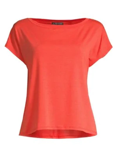 Eileen Fisher Tencel Jersey Cropped Top In Red Lory