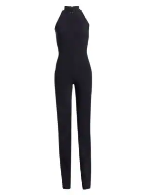 black halter jumpsuit petite