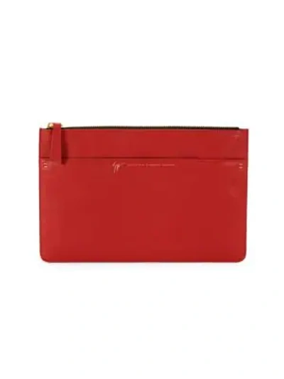 Giuseppe Zanotti Zippered Leather Pouch In Rosso