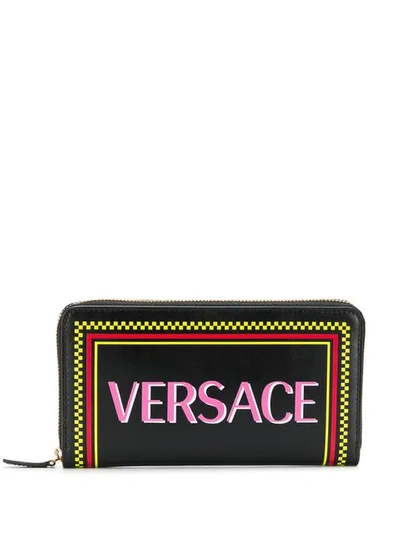 Versace 90's Vintage Logo Wallet In Black