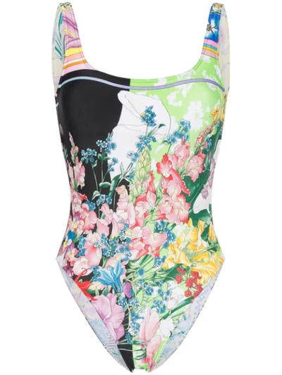 Versace Floral Print Lycra One Piece Swimsuit In A7000 Multicoloured