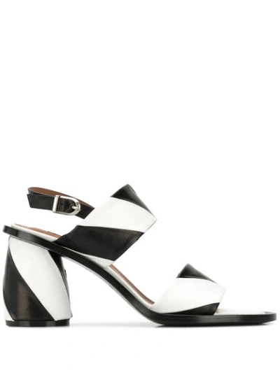 Sartore Striped Slingback Sandals In Black