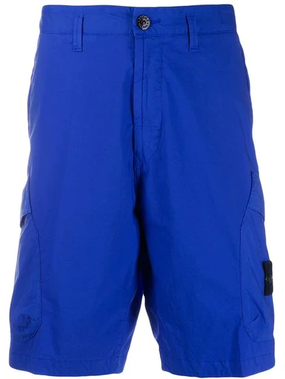 Stone Island Logo Patch Bermuda Shorts In Blue