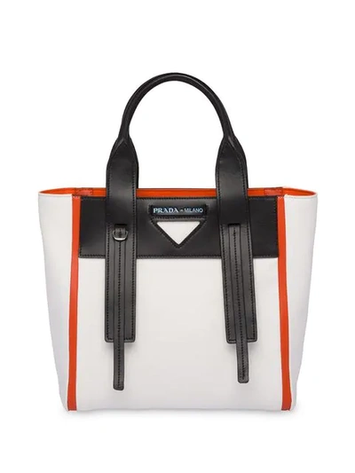 Prada Ouverture Canvas And Leather Bag In White
