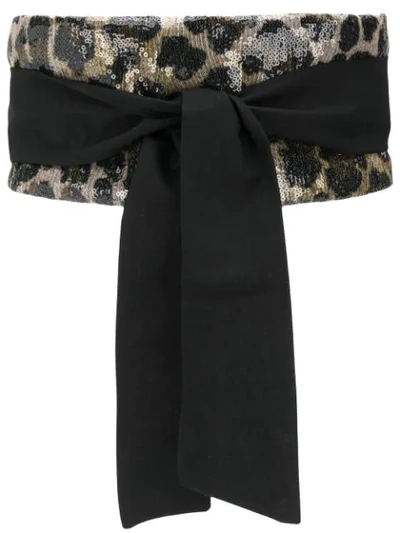 Antonio Marras Leopard Sequin Tie Belt - Black