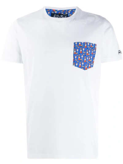 Mc2 Saint Barth Printed Patch Pocket T In White