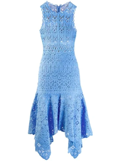 Jonathan Simkhai Crochet Lace High-neck Handkerchief Dress In Blue