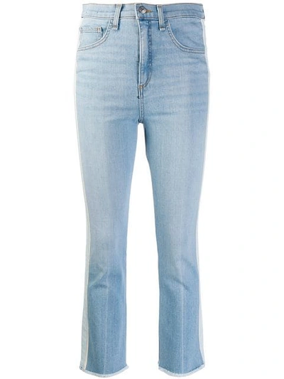 Veronica Beard Mid Rise Stripe Cropped Jeans In Blue