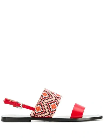 Pollini Beaded Sandals - Red