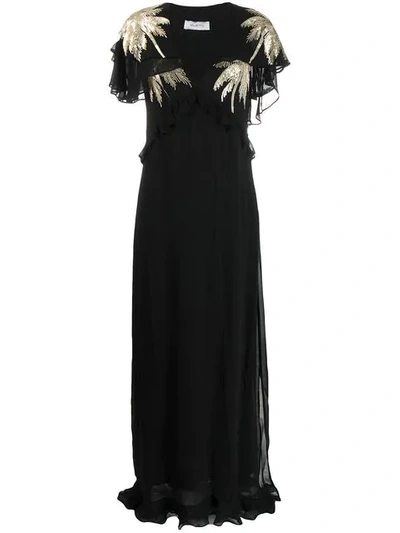 Ailanto Embellished Palm Tree Dress - Black