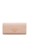 Prada Saffiano Logo Wallet In Pink