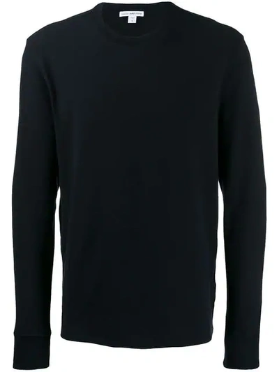 James Perse Long-sleeve Fitted Sweater In Blue