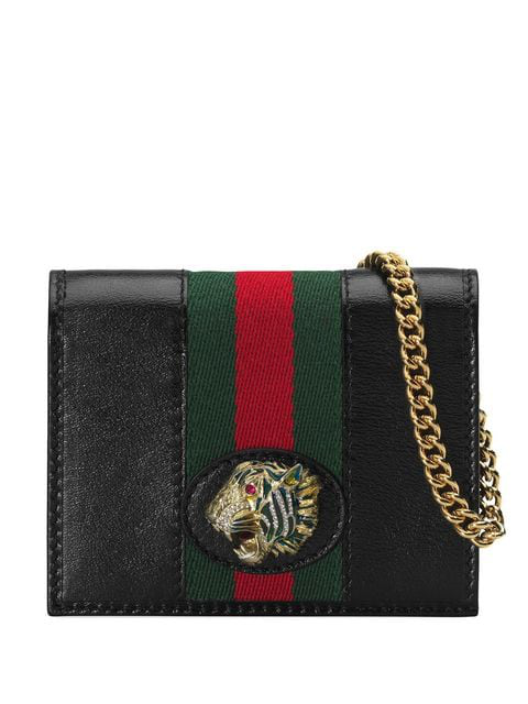 Gucci Rajah Chain Card Case Wallet In Black | ModeSens