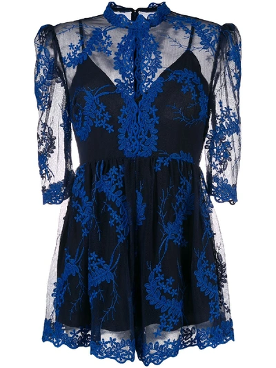 Alice Mccall Sheer Embroidered Playsuit - Blue In Blau