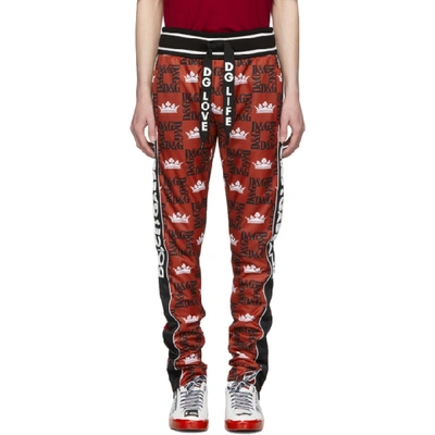 Dolce & Gabbana Dolce And Gabbana Red Crown Logo Lounge Pants In Hry47 Bord