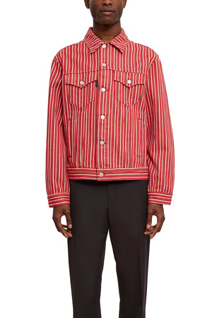 jean jacket with red roses